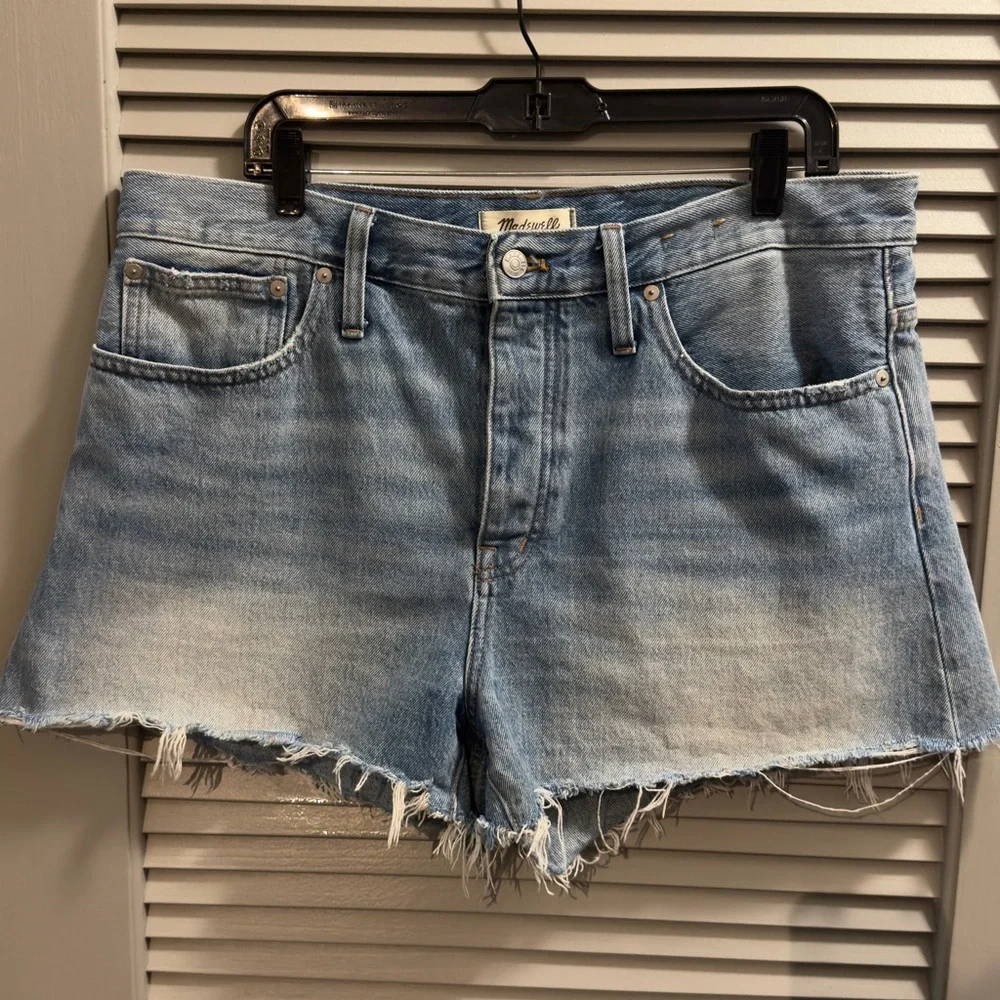 Madewell Denim Cut-Off Shorts Sz 31 Light Wash High Rise Button Fly